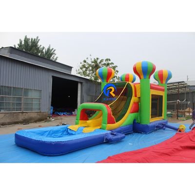 Kinderen PVC lonken opblaasbare kasteel glij set met kleurrijke ballonnen en springhuis
