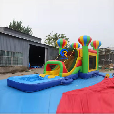 Kinderen PVC lonken opblaasbare kasteel glij set met kleurrijke ballonnen en springhuis