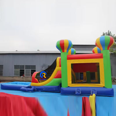 Kinderen PVC lonken opblaasbare kasteel glij set met kleurrijke ballonnen en springhuis