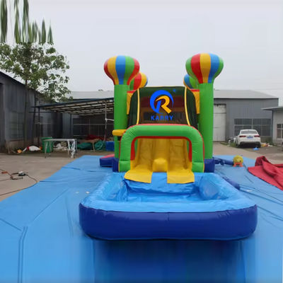 Kinderen PVC lonken opblaasbare kasteel glij set met kleurrijke ballonnen en springhuis