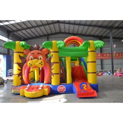 Aanpassen Accepteerde Cartoon Lion PVC opblaasbare uitschuiver glijcombo voor kinderspel