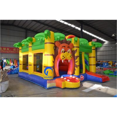 Aanpassen Accepteerde Cartoon Lion PVC opblaasbare uitschuiver glijcombo voor kinderspel