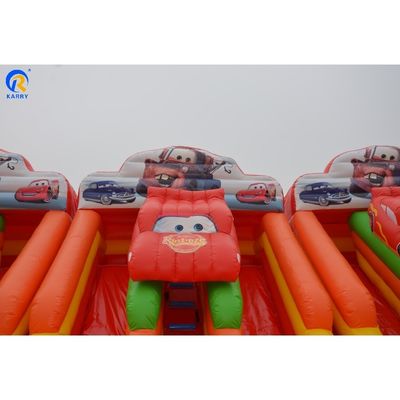 Volwassenen Bouncy Double Slide opblaasbare waterglijbaan zwembad auto's voor outdoor entertainment