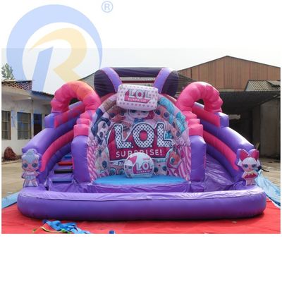 Roze LOL thema opblaasbaar kasteel springend Commercieel Combo Bounce House met glijbaan