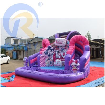 Roze LOL thema opblaasbaar kasteel springend Commercieel Combo Bounce House met glijbaan