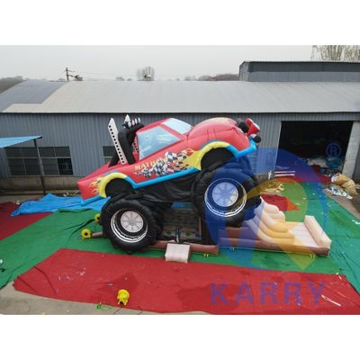 Commerciële rode off-road voertuig opblaasbare kasteel springende combo voor kinderen en volwassenen