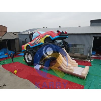 Commerciële rode off-road voertuig opblaasbare kasteel springende combo voor kinderen en volwassenen