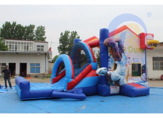 Draagbaar PVC Basketbal Vermaakpark Springend Bouncy Castle met glijbaan 14 jaar op