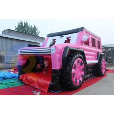 Roze opblaasbare Jeep Castle Slide Combinatie Bouncer SUV Jumping Castle met Blower