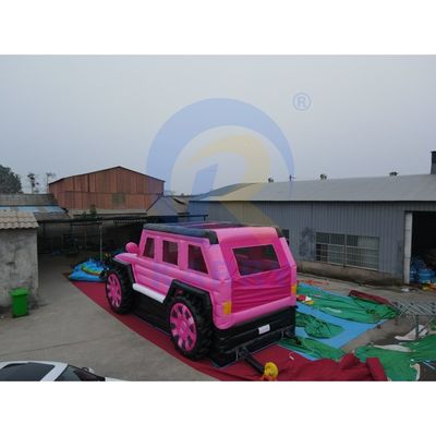 Roze opblaasbare Jeep Castle Slide Combinatie Bouncer SUV Jumping Castle met Blower