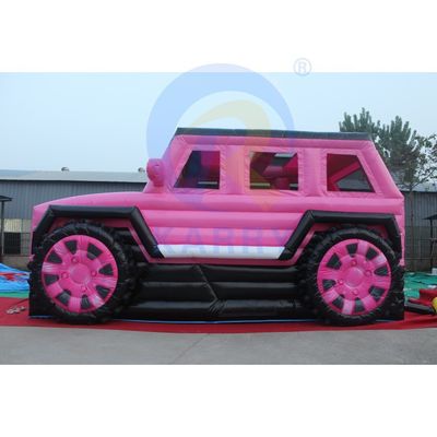 Roze opblaasbare Jeep Castle Slide Combinatie Bouncer SUV Jumping Castle met Blower