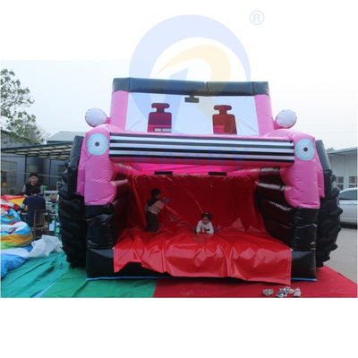 Roze opblaasbare Jeep Castle Slide Combinatie Bouncer SUV Jumping Castle met Blower