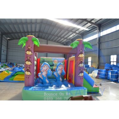 Cartoon Little Monkey Mini opblaasbaar kasteel glijbaan combinatie voor binnen spelen