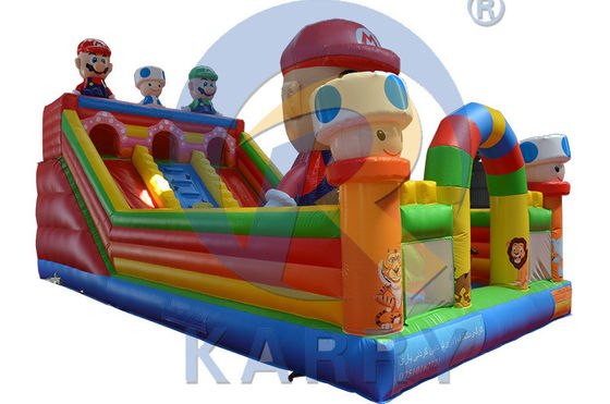 EN71/CE-gecertificeerde opblaasbare Mario-themapark, uitsmijter-glijbaan voor kinderen en volwassenen