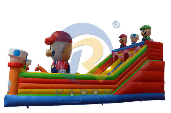 EN71/CE-gecertificeerde opblaasbare Mario-themapark, uitsmijter-glijbaan voor kinderen en volwassenen