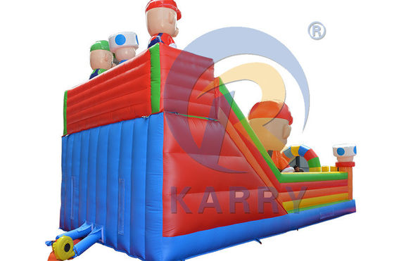 EN71/CE-gecertificeerde opblaasbare Mario-themapark, uitsmijter-glijbaan voor kinderen en volwassenen