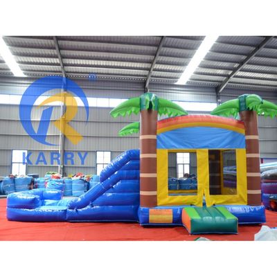Unisex opblaasbaar springhuis met glijbaan 2024 Combo Palmboom Trampoline Glijbaan Combinatie