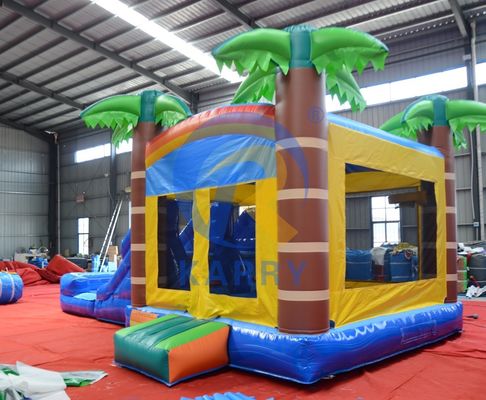 Unisex opblaasbaar springhuis met glijbaan 2024 Combo Palmboom Trampoline Glijbaan Combinatie