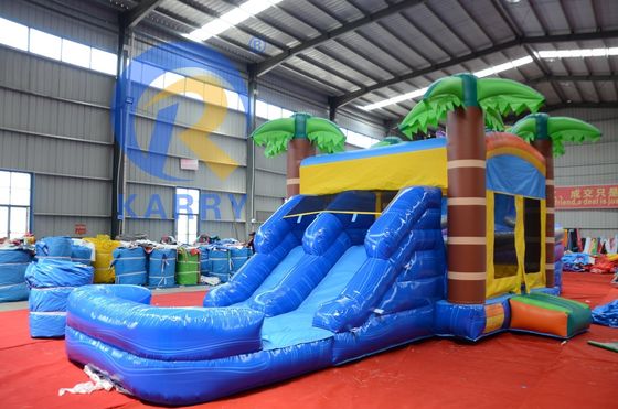 Unisex opblaasbaar springhuis met glijbaan 2024 Combo Palmboom Trampoline Glijbaan Combinatie