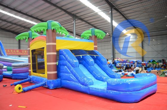 Unisex opblaasbaar springhuis met glijbaan 2024 Combo Palmboom Trampoline Glijbaan Combinatie