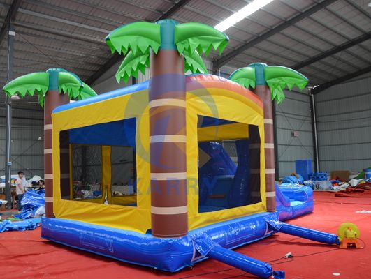 Unisex opblaasbaar springhuis met glijbaan 2024 Combo Palmboom Trampoline Glijbaan Combinatie