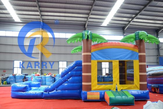 Unisex opblaasbaar springhuis met glijbaan 2024 Combo Palmboom Trampoline Glijbaan Combinatie