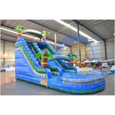 Gepersonaliseerde grootte Commerciële opblaasbare waterslide met zwembad CE/EN71/EN14960 Gecertificeerd