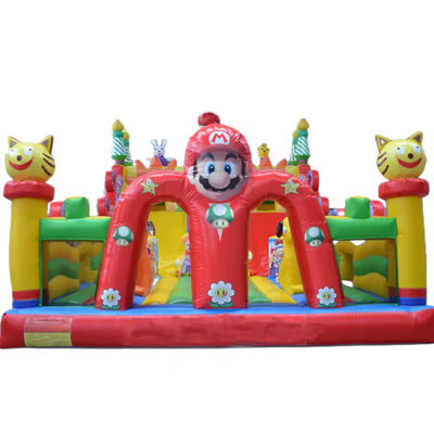 PORTABLE Commerciële opblaasbare uitsmijter Air Jumping Castle Design Mario Playground Park