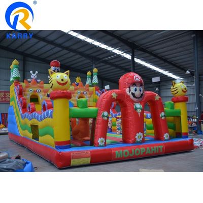 PORTABLE Commerciële opblaasbare uitsmijter Air Jumping Castle Design Mario Playground Park