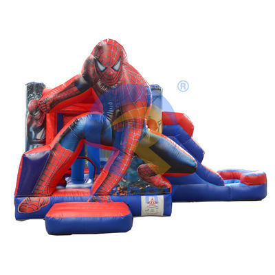 EN71/EN14960/CE gecertificeerde Spiderman opblaasbare springhuis met waterglijbaan en zwembad