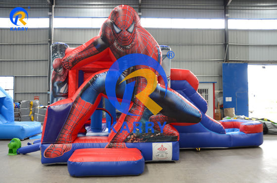 EN71/EN14960/CE gecertificeerde Spiderman opblaasbare springhuis met waterglijbaan en zwembad