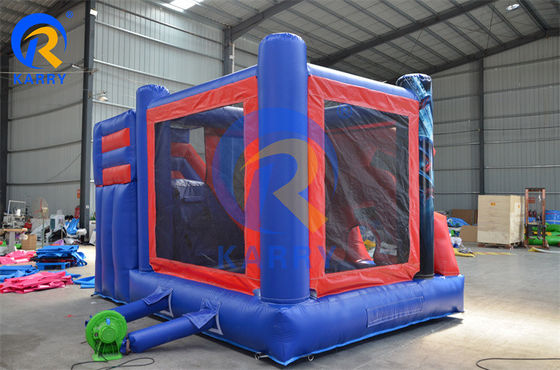 Commerciële opblaasbare Spiderman springhuis met slide EN14960 gecertificeerd PVC materiaal