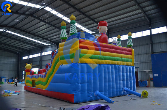 Gepersonaliseerde kleur Commerciële kwaliteit Buitenopblaasbare Mario Theme Bouncer Slide Combo