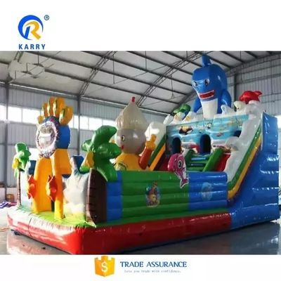 EN14960 Certificaat PVC opblaasbaar springkasteel en glijbaan voor zeedieren Fun City