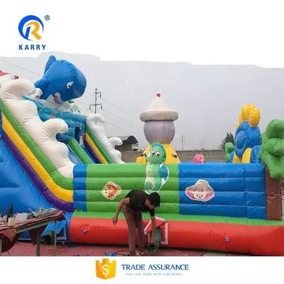 EN14960 Certificaat PVC opblaasbaar springkasteel en glijbaan voor zeedieren Fun City