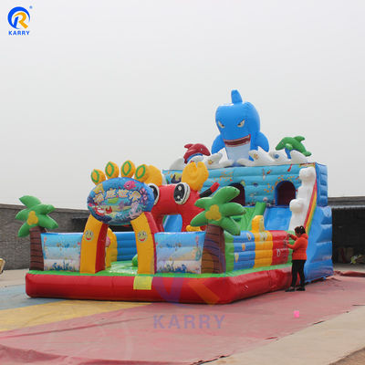 EN14960 Certificaat PVC opblaasbaar springkasteel en glijbaan voor zeedieren Fun City