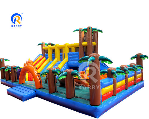 Vermaakpark Speelapparatuur Dinosaurus thema opblaasbaar Fun City Castle Slide Combo