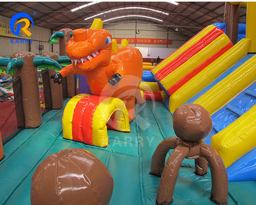 Vermaakpark Speelapparatuur Dinosaurus thema opblaasbaar Fun City Castle Slide Combo