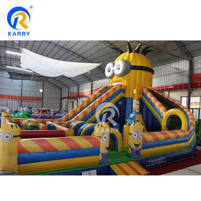 Mechanische man opblaasbare Fun City 36ft PVC kasteel springhuis met glijbaan