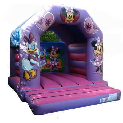 Schattige tekenfilmfiguren PORTABLE Bouncy Castle Purple opblaasbaar Jumping Bouncer Castle
