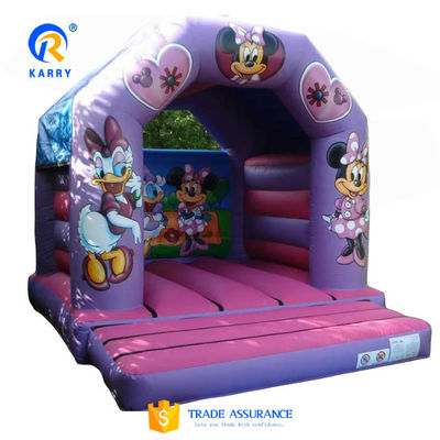 Schattige tekenfilmfiguren PORTABLE Bouncy Castle Purple opblaasbaar Jumping Bouncer Castle