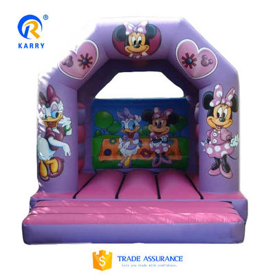 Schattige tekenfilmfiguren PORTABLE Bouncy Castle Purple opblaasbaar Jumping Bouncer Castle