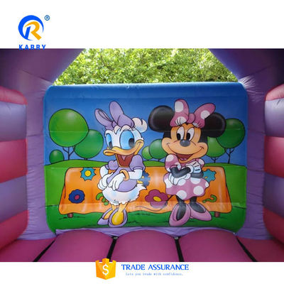 Schattige tekenfilmfiguren PORTABLE Bouncy Castle Purple opblaasbaar Jumping Bouncer Castle