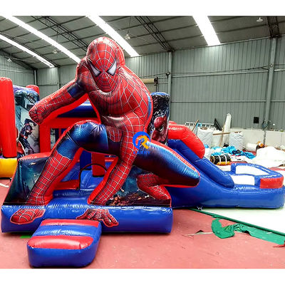 Maximale capaciteit 100-500 kg Spiderman opblaasbaar springhuis met glijbaan en kasteel