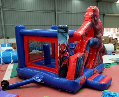 Maximale capaciteit 100-500 kg Spiderman opblaasbaar springhuis met glijbaan en kasteel