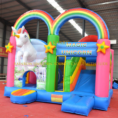 Unisex Regenboog Eenhoorn Bouncer Kasteel met glijbaan Commercieel Kinders Playhouse Opblaasbaar
