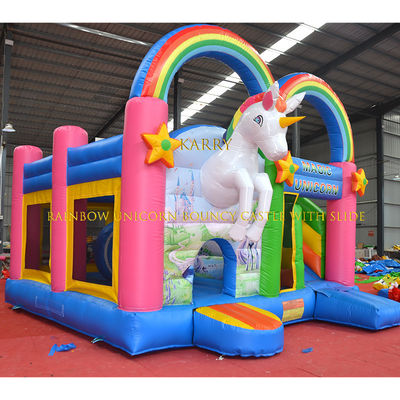 Unisex Regenboog Eenhoorn Bouncer Kasteel met glijbaan Commercieel Kinders Playhouse Opblaasbaar