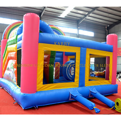 Unisex Regenboog Eenhoorn Bouncer Kasteel met glijbaan Commercieel Kinders Playhouse Opblaasbaar