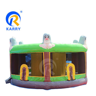 Logo Druk Bounce House Hoofdboom Elf opblaasbare bouncer glijbaan met water glijbaan