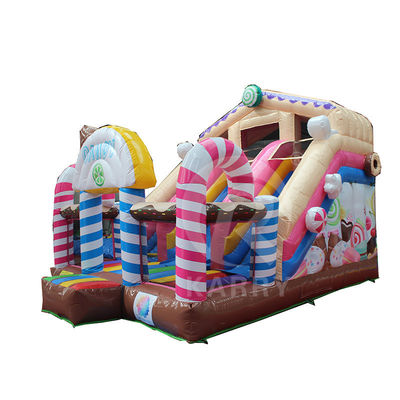 Opblaasbaar snoepkastel met bounce house glijcombo met blower en pvc-materiaal